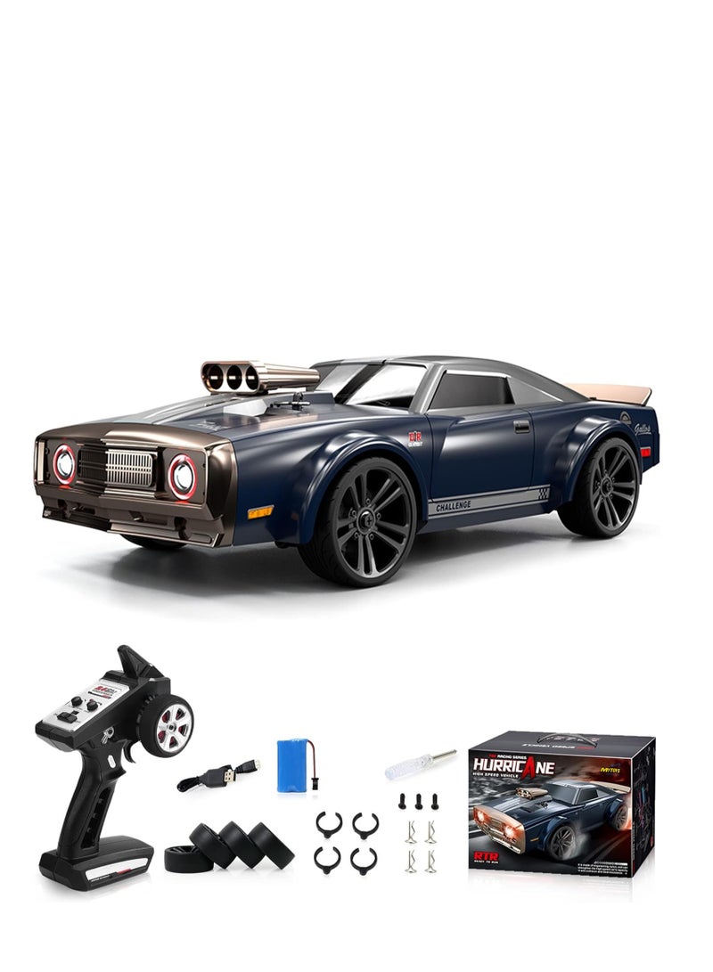مايتويز سيارة التحكم عن بعد من Mytoys بمقياس 1/16 38 كم/ساعة عالية السرعة RC Drift Car للأطفال البالغين 4X4 على الطرق الوعرة الانجراف شاحنة سيارة العضلات، التحكم في السرعة والتوجيه سيارة سباق الانجراف مع 7 أوضاع زاوية أضواء العيون  - Image 1