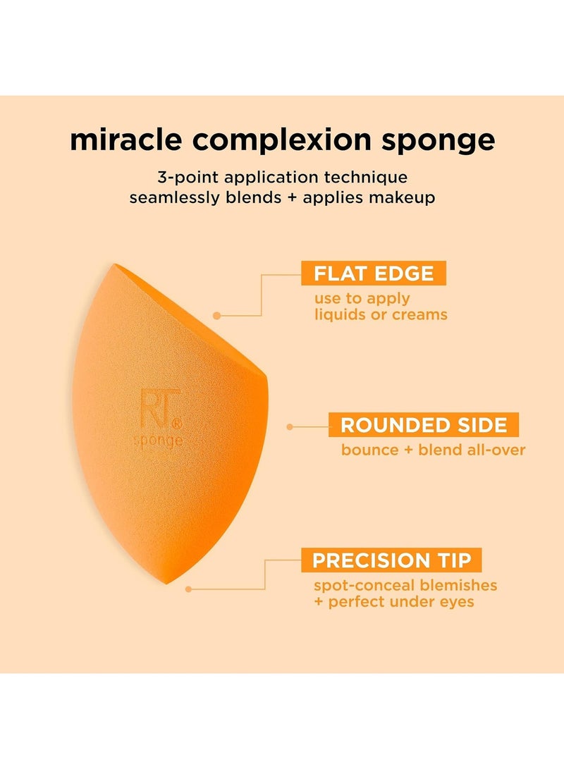 ريل تكنيكس - 4 Miracle Complexion, Makeup Blending, For Foundation, Offers Light To Medium Coverage, Natural, Dewy, Orange Sponge, Packaging May Vary Orange - Image 1