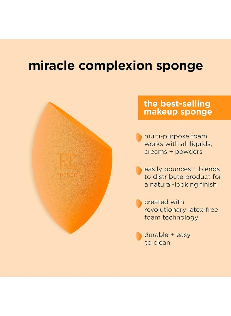ريل تكنيكس - 4 Miracle Complexion, Makeup Blending, For Foundation, Offers Light To Medium Coverage, Natural, Dewy, Orange Sponge, Packaging May Vary Orange - Image 1