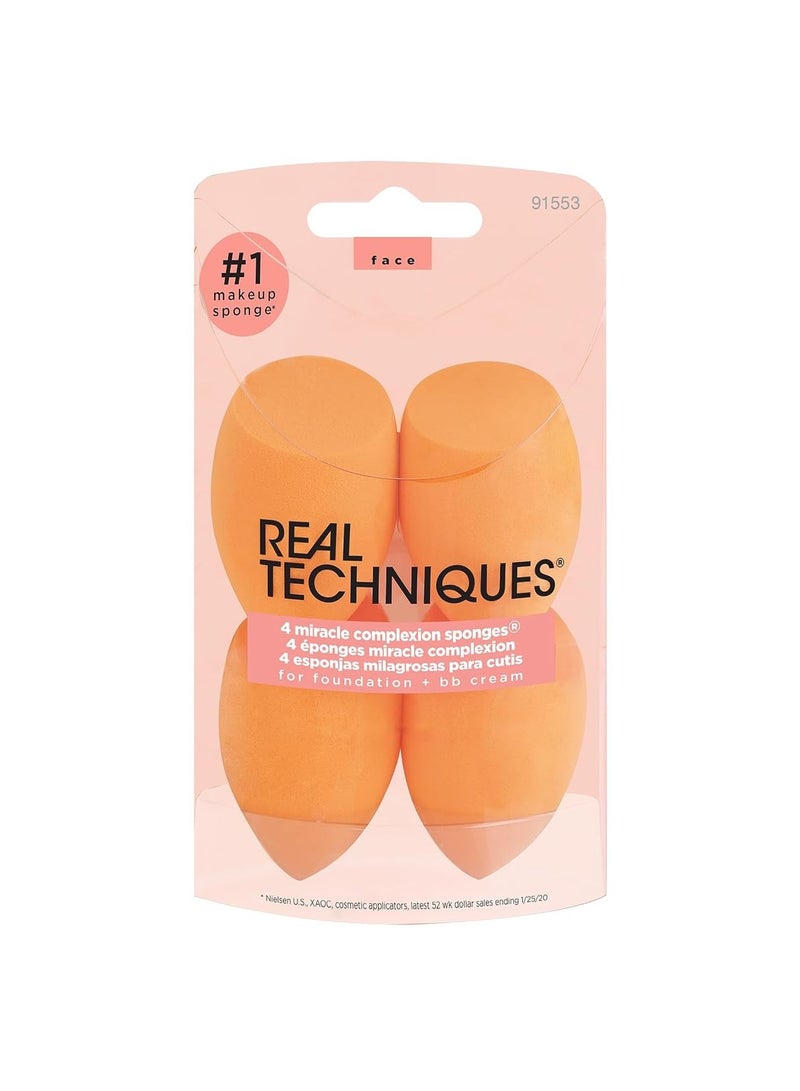 ريل تكنيكس - 4 Miracle Complexion, Makeup Blending, For Foundation, Offers Light To Medium Coverage, Natural, Dewy, Orange Sponge, Packaging May Vary Orange - Image 1