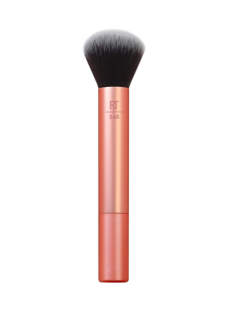 REAL TECHNIQUES - Everything Face, Flawless Finish, Streak Free Application, For Foundation And Powder Makeup Application, Fluffy Face Brush, Cruelty Free Orange - Image 1