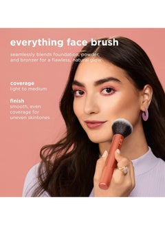 REAL TECHNIQUES Everything Face, Flawless Finish, Streak Free Application, For Foundation And Powder Makeup Application, Fluffy Face Brush, Cruelty Free Orange  - Image 3