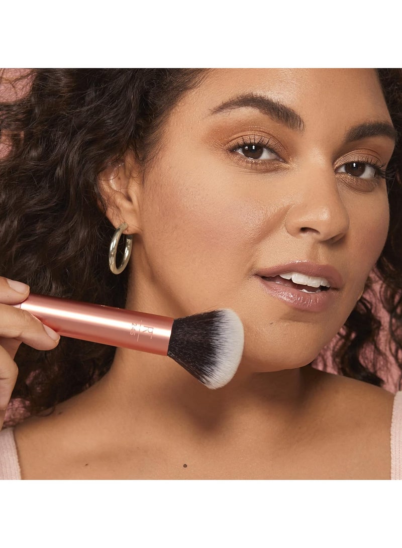 REAL TECHNIQUES - Everything Face, Flawless Finish, Streak Free Application, For Foundation And Powder Makeup Application, Fluffy Face Brush, Cruelty Free Orange - Image 1