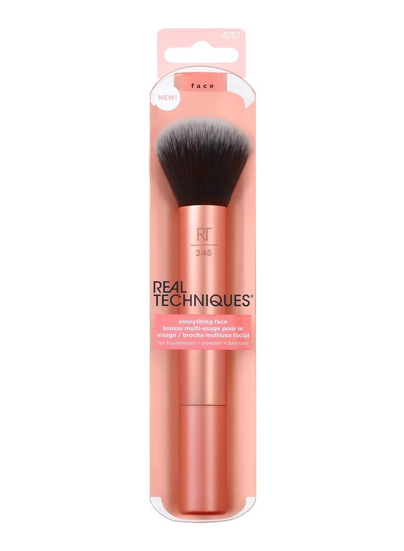 REAL TECHNIQUES - Everything Face, Flawless Finish, Streak Free Application, For Foundation And Powder Makeup Application, Fluffy Face Brush, Cruelty Free Orange - Image 1