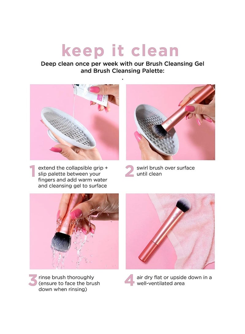 REAL TECHNIQUES - Everything Face, Flawless Finish, Streak Free Application, For Foundation And Powder Makeup Application, Fluffy Face Brush, Cruelty Free Orange - Image 1