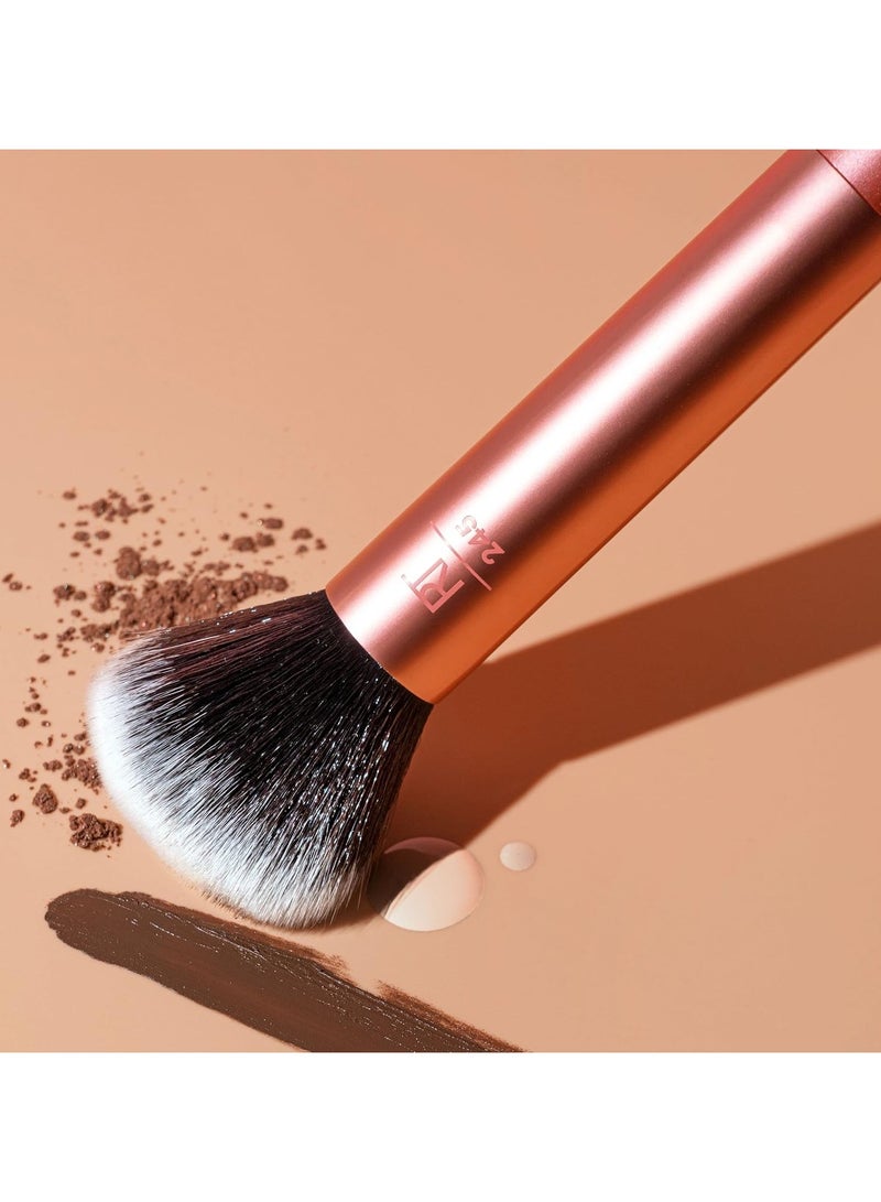 REAL TECHNIQUES - Everything Face, Flawless Finish, Streak Free Application, For Foundation And Powder Makeup Application, Fluffy Face Brush, Cruelty Free Orange - Image 1