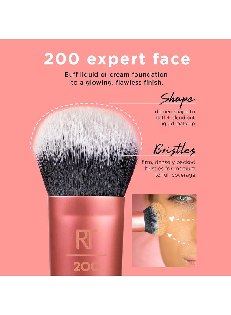 REAL TECHNIQUES - Expert Face Liquid + Cream Foundation And Other Products, Buildable Coverage For Base Makeup, Dense, Synthetic Bristles, Vegan Also Cruelty-Free Orange - Image 1