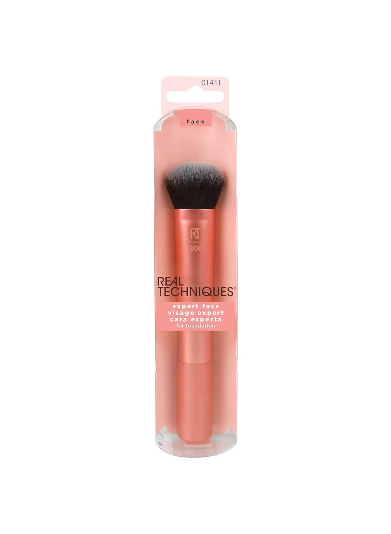 REAL TECHNIQUES - Expert Face Liquid + Cream Foundation And Other Products, Buildable Coverage For Base Makeup, Dense, Synthetic Bristles, Vegan Also Cruelty-Free Orange - Image 1