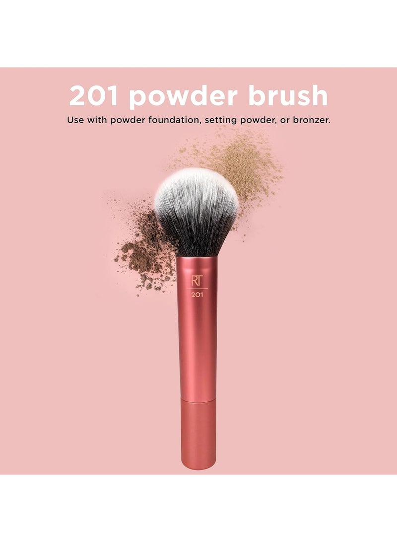 REAL TECHNIQUES - Ultra Plush Setting Powder, Bronzer + Blush, Sheer, Buildable Coverage, Large, Fluffy Brush, Vegan, Cruelty-Free And Synthetic Bristles Orange - Image 1