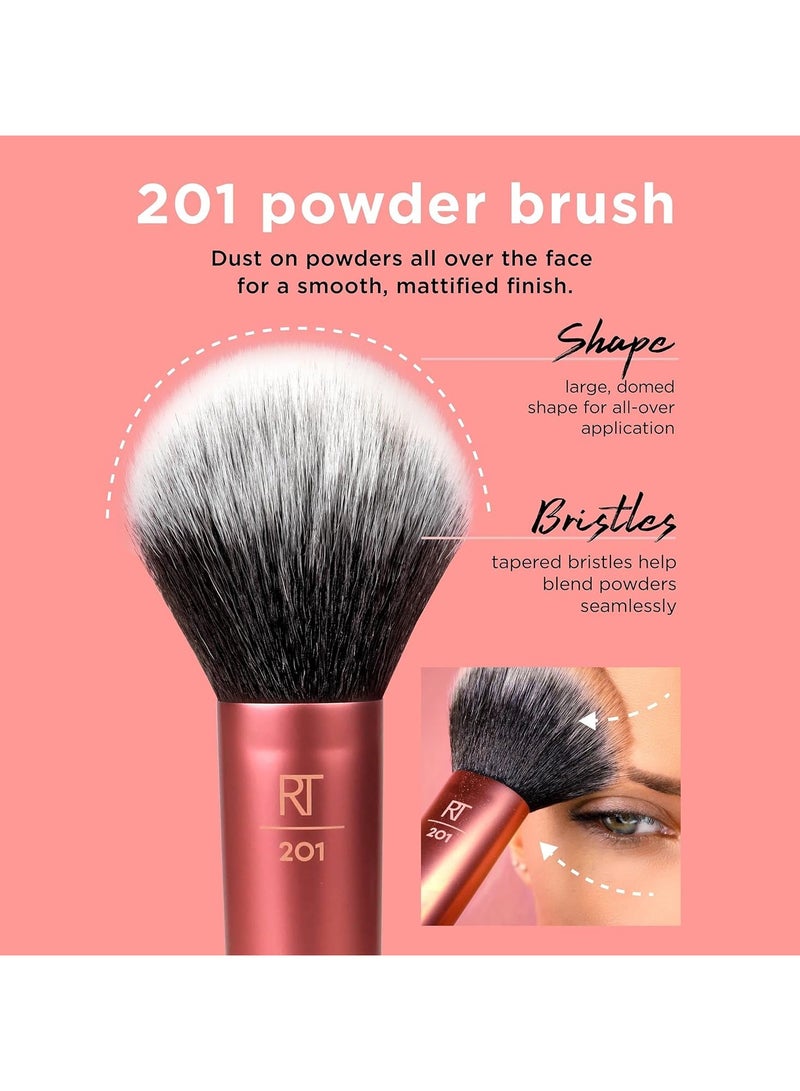 REAL TECHNIQUES - Ultra Plush Setting Powder, Bronzer + Blush, Sheer, Buildable Coverage, Large, Fluffy Brush, Vegan, Cruelty-Free And Synthetic Bristles Orange - Image 1