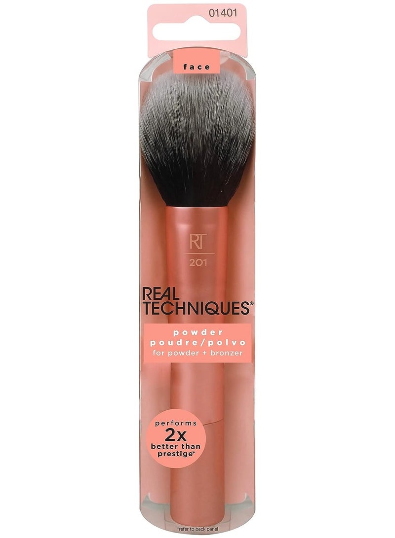 REAL TECHNIQUES - Ultra Plush Setting Powder, Bronzer + Blush, Sheer, Buildable Coverage, Large, Fluffy Brush, Vegan, Cruelty-Free And Synthetic Bristles Orange - Image 1
