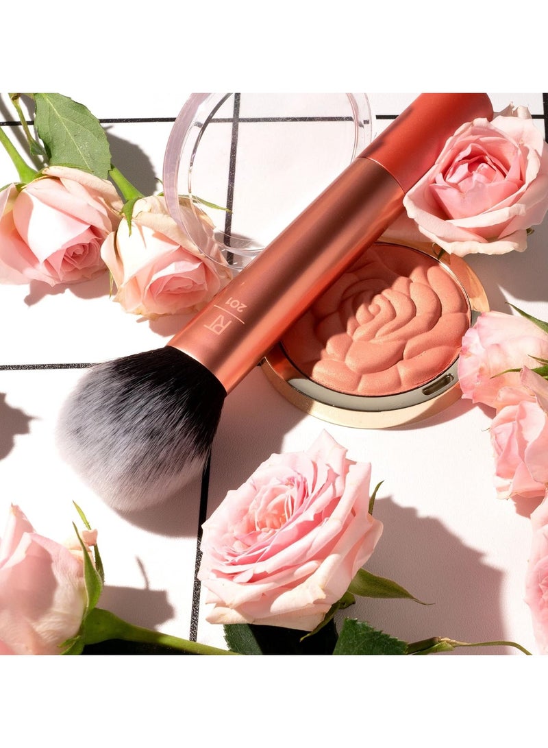 REAL TECHNIQUES - Ultra Plush Setting Powder, Bronzer + Blush, Sheer, Buildable Coverage, Large, Fluffy Brush, Vegan, Cruelty-Free And Synthetic Bristles Orange - Image 1