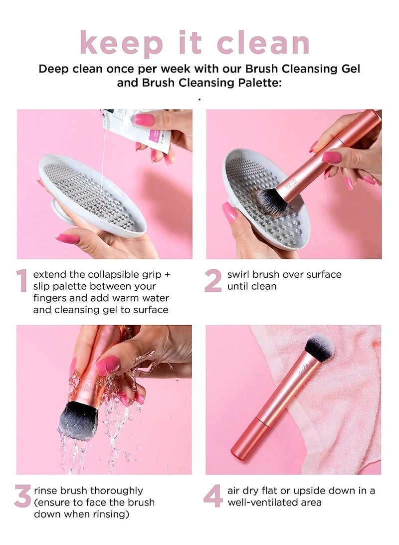 REAL TECHNIQUES - Seamless Complexion For Foundation, Primer + Moisturizer, Multipurpose Makeup And Skincare Face Brush, Streak-Free, Buildable Coverage Also Natural Finish Orange - Image 1