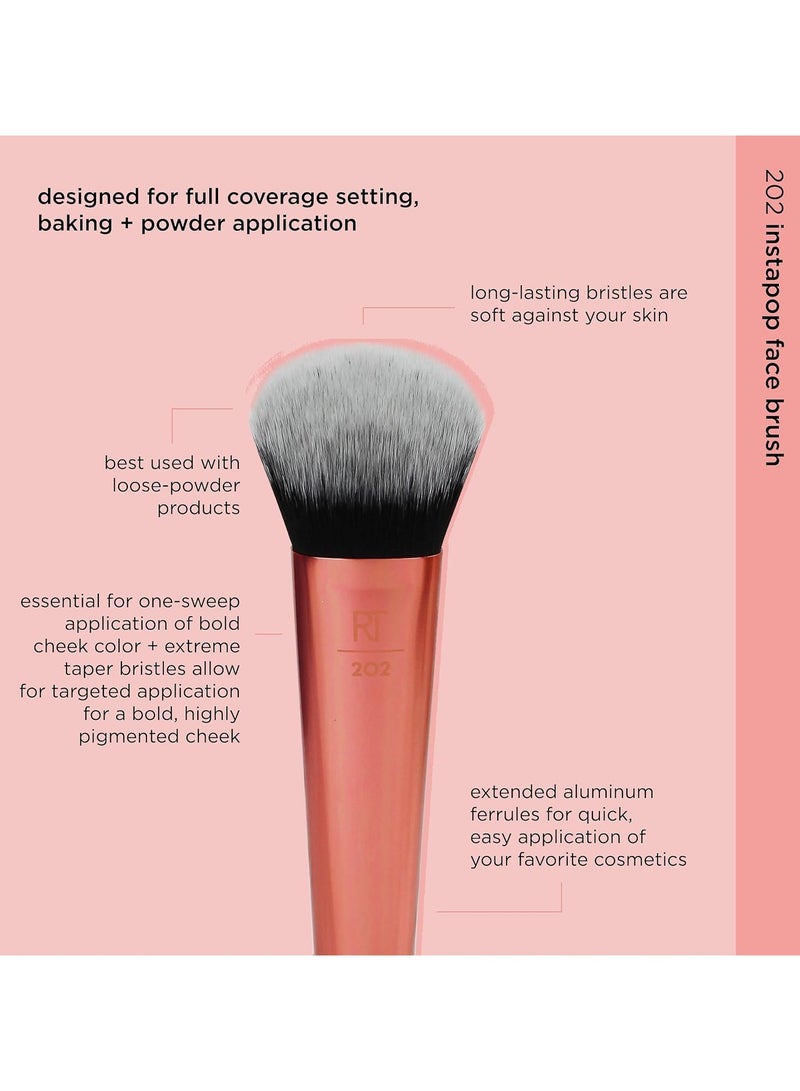 REAL TECHNIQUES - Seamless Complexion For Foundation, Primer + Moisturizer, Multipurpose Makeup And Skincare Face Brush, Streak-Free, Buildable Coverage Also Natural Finish Orange - Image 1