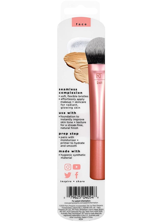 REAL TECHNIQUES - Seamless Complexion For Foundation, Primer + Moisturizer, Multipurpose Makeup And Skincare Face Brush, Streak-Free, Buildable Coverage Also Natural Finish Orange - Image 1