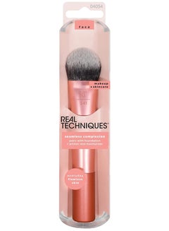 REAL TECHNIQUES Seamless Complexion For Foundation, Primer + Moisturizer, Multipurpose Makeup And Skincare Face Brush, Streak-Free, Buildable Coverage Also Natural Finish Orange  - Image 1