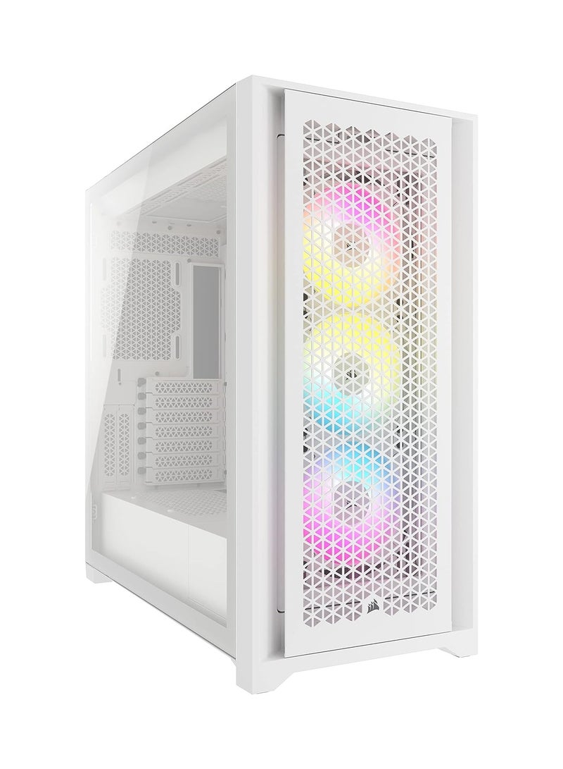 كورسير حافظة iCUE 5000D RGB Airflow Mid-Tower - 3x مراوح AF120 RGB ELITE - وحدة تحكم Lighting Node PRO - تصميم تدفق الهواء العالي - نظام إدارة الكابلات RapidRoute - أبيض  - Image 1