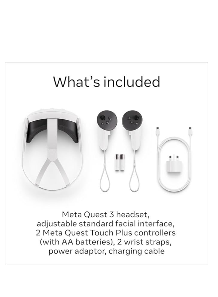 Meta - Meta Quest 3 128GB – Standalone Virtual Reality Headset | Breakthrough mixed reality – Powerful performance white - Image 1