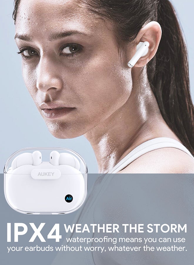 Aukey - EP-M2 Move Air True Wireless Earbuds، BT 5.3, IPX4 Waterproof, 20 Battrey Life, 3.5g Weight White - Image 1