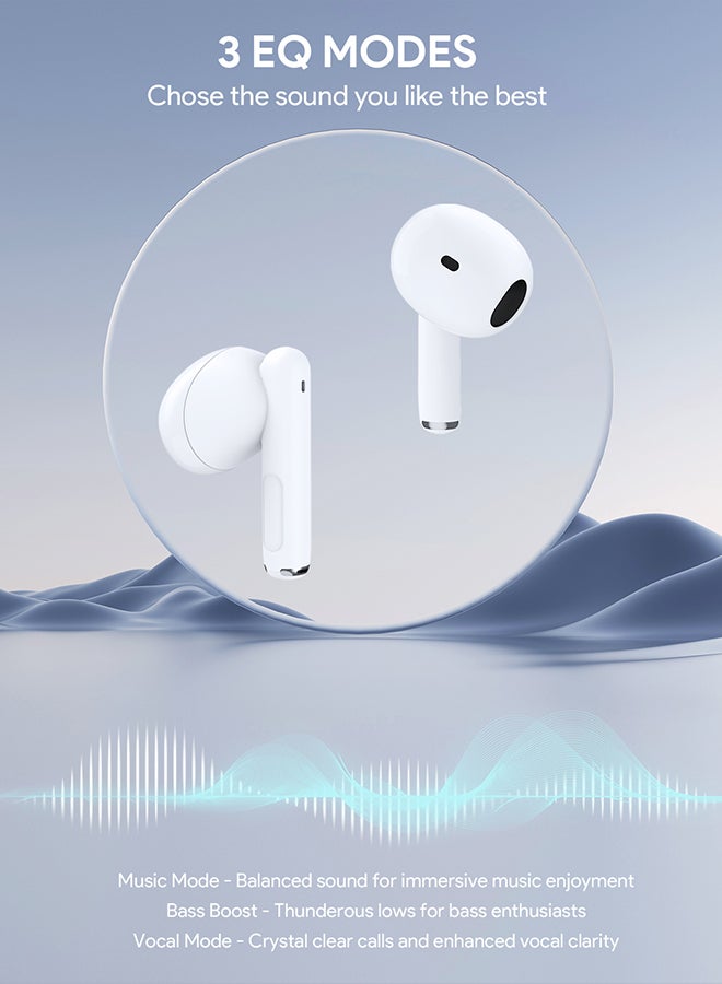 Aukey - EP-M2 Move Air True Wireless Earbuds، BT 5.3, IPX4 Waterproof, 20 Battrey Life, 3.5g Weight White - Image 1