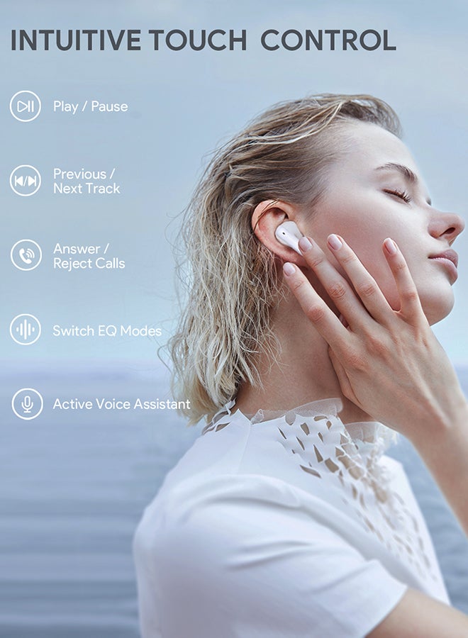 Aukey - EP-M2 Move Air True Wireless Earbuds، BT 5.3, IPX4 Waterproof, 20 Battrey Life, 3.5g Weight White - Image 1