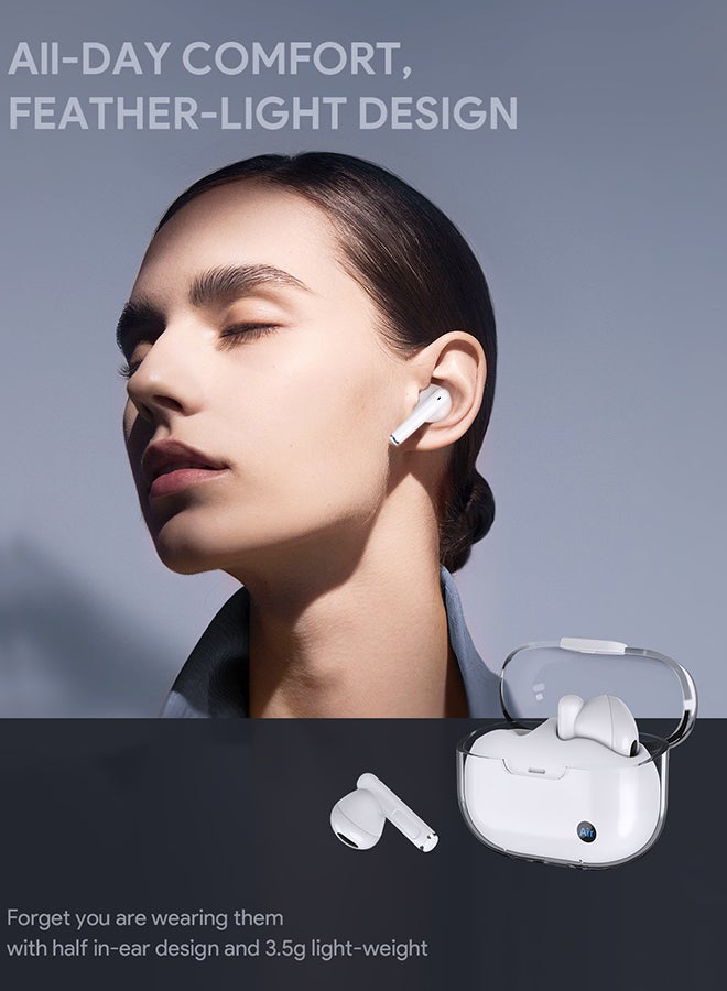 Aukey - EP-M2 Move Air True Wireless Earbuds، BT 5.3, IPX4 Waterproof, 20 Battrey Life, 3.5g Weight White - Image 1
