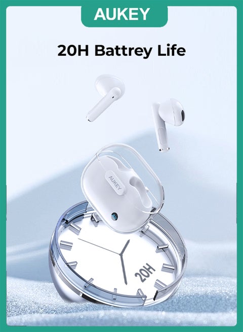 EP-M2 Move Air True Wireless Earbuds، BT 5.3, IPX4 Waterproof, 20 Battrey Life, 3.5g Weight White