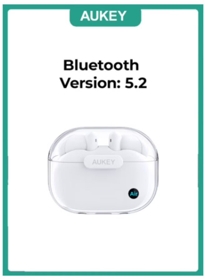 Aukey EP-M2 Move Air True Wireless Earbuds، BT 5.3, IPX4 Waterproof, 20 Battrey Life, 3.5g Weight White - Image 1