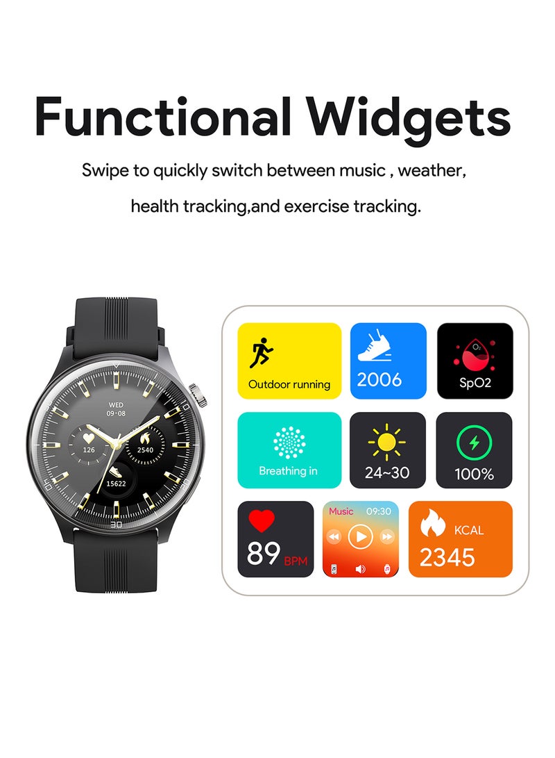 Aukey - Smartwatch with Calling Function, 1.45-inch TFT LCD display, IP67 Waterproof, 15 Days Battery Life Fitness Tracker with Sport & Health tracking & Customise faces SW-2P Grey - Image 1