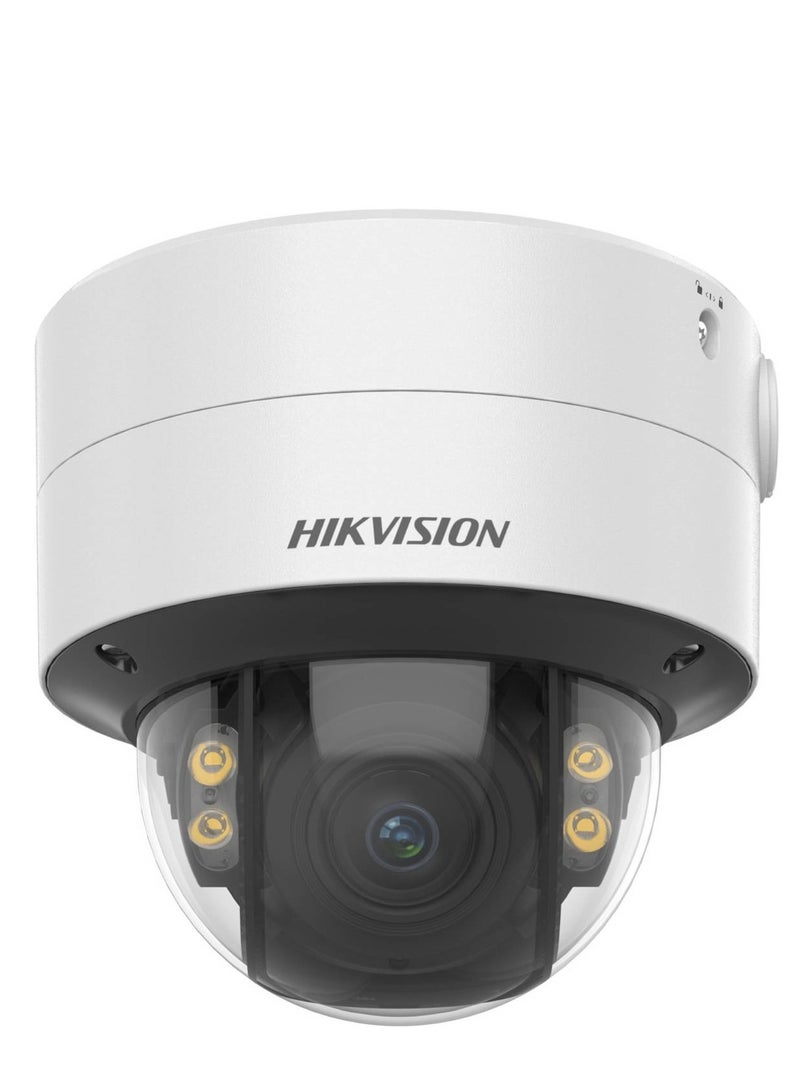 HIKVISION - 4 MP ColorVu Motorized Varifocal Dome Network Camera, 2.8 to 12mm Motorized Lens, 24/7 Colorful Imaging, H.265+ Comp, Human & Vehicle Targets Focus, IP67, White | DS-2CD2747G2T-LZS-2.8-12mm - Image 1