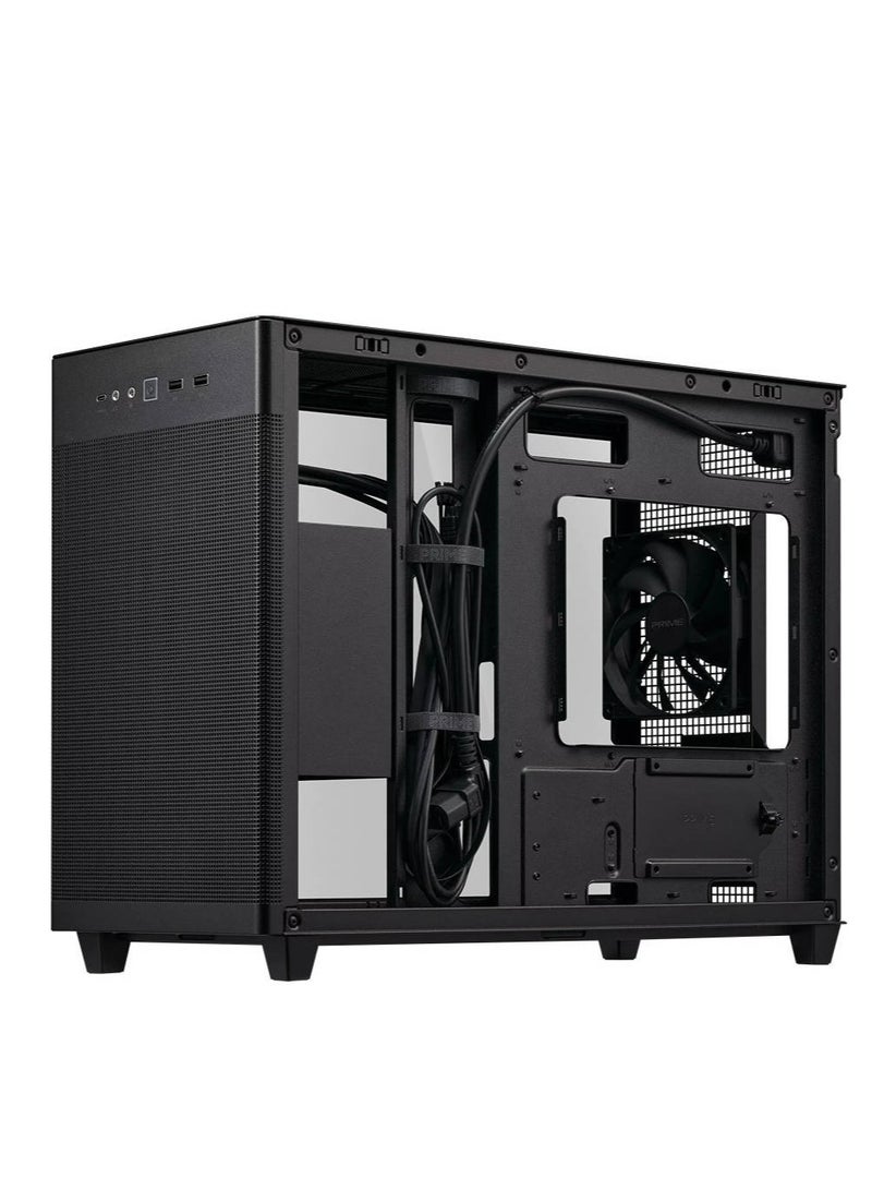 ASUS - Prime AP201 Tempered Glass mATX Small Tower PC Case, Mesh Black Edition, Removable Dust Filter, Support for 280 & 360mm Radiators, Up to 4 Fans, Standard ATX PSU's, 90DC00G0-B39010 Black - Image 1
