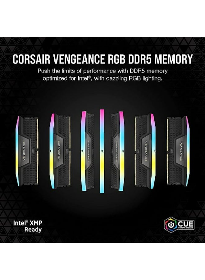 CORSAIR - CORSAIR VENGEANCE RGB DDR5 RAM 32GB (2x16GB) 6400MHz CL36 Intel XMP iCUE Compatible Computer Memory - Image 1