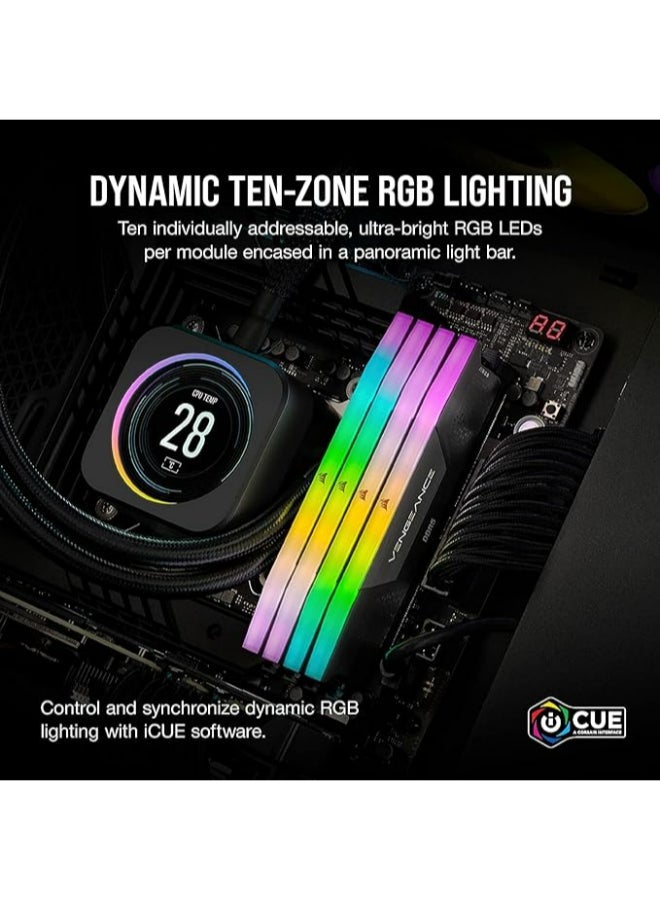 CORSAIR CORSAIR VENGEANCE RGB DDR5 RAM 32GB (2x16GB) 6400MHz CL36 Intel XMP iCUE Compatible Computer Memory - White - Image 3