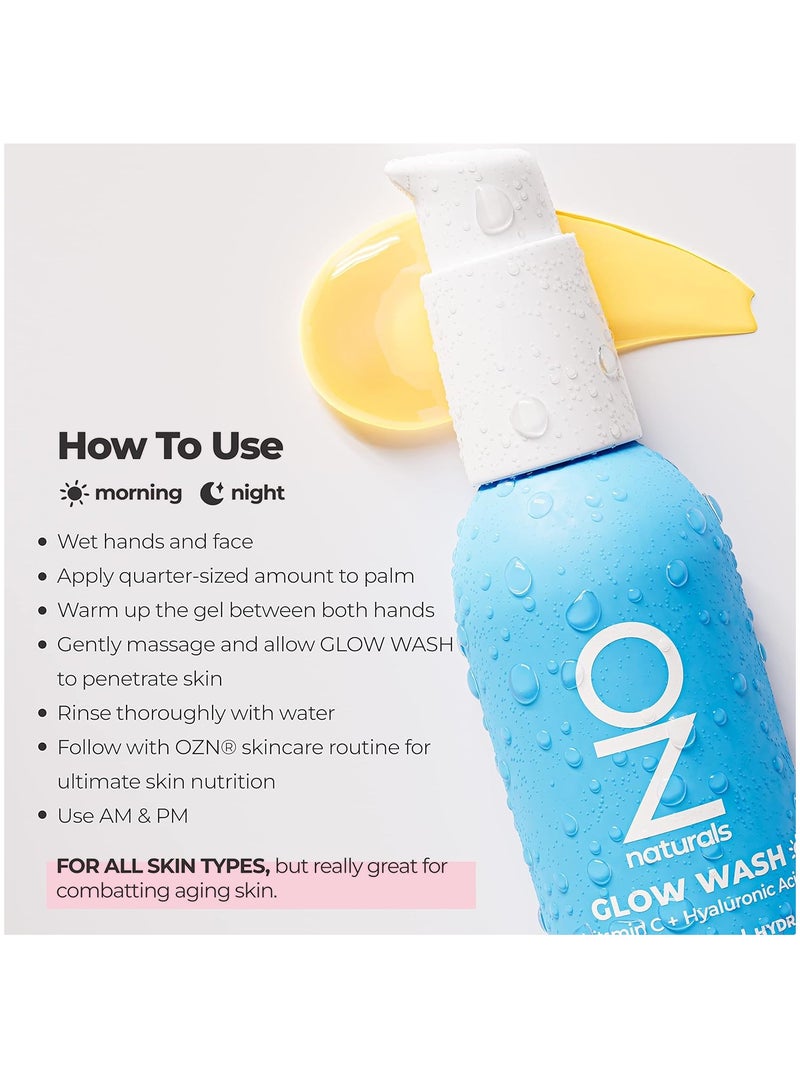 OZ Naturals - Anti Aging Vitamin C Facial Cleanser, Brightening + Hydrating Gel, Natural Ingredients, Daily Skincare, Organic Aloe + Spirulina, Hyaluronic Acid | 3.0 | 89 mlml - Image 1