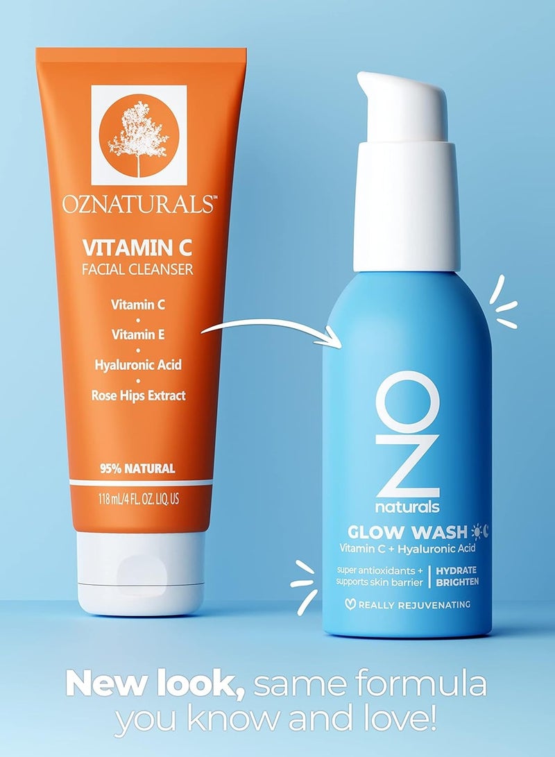 OZ Naturals - Anti Aging Vitamin C Facial Cleanser, Brightening + Hydrating Gel, Natural Ingredients, Daily Skincare, Organic Aloe + Spirulina, Hyaluronic Acid | 3.0 | 89 mlml - Image 1