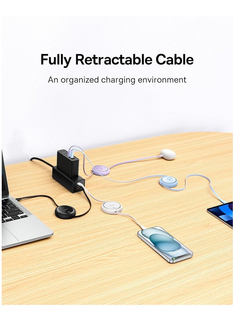 Baseus USB C Cable, Mini 100W Retractable USB C To USB C PD 5A Fast Charging Cable, 1M 4-Stage Length Preset USB Type C Charger Cable For iPhone 15/Pro/Plus/Pro Max, MacBook, iPad Pro, Samsung S23/S22+ Black  - Image 5