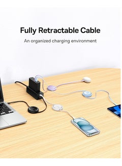 Baseus USB C Cable, Mini 100W Retractable USB C To USB C PD 5A Fast Charging Cable, 1M 4-Stage Length Preset USB Type C Charger Cable For iPhone 15/Pro/Plus/Pro Max, MacBook, iPad Pro, Samsung S23/S22+ White  - Image 5