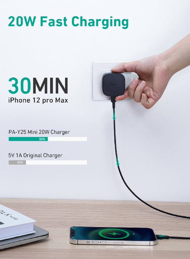 Aukey Minima 20W Compact PD Wall Charger PA-Y25 Black - Image 3