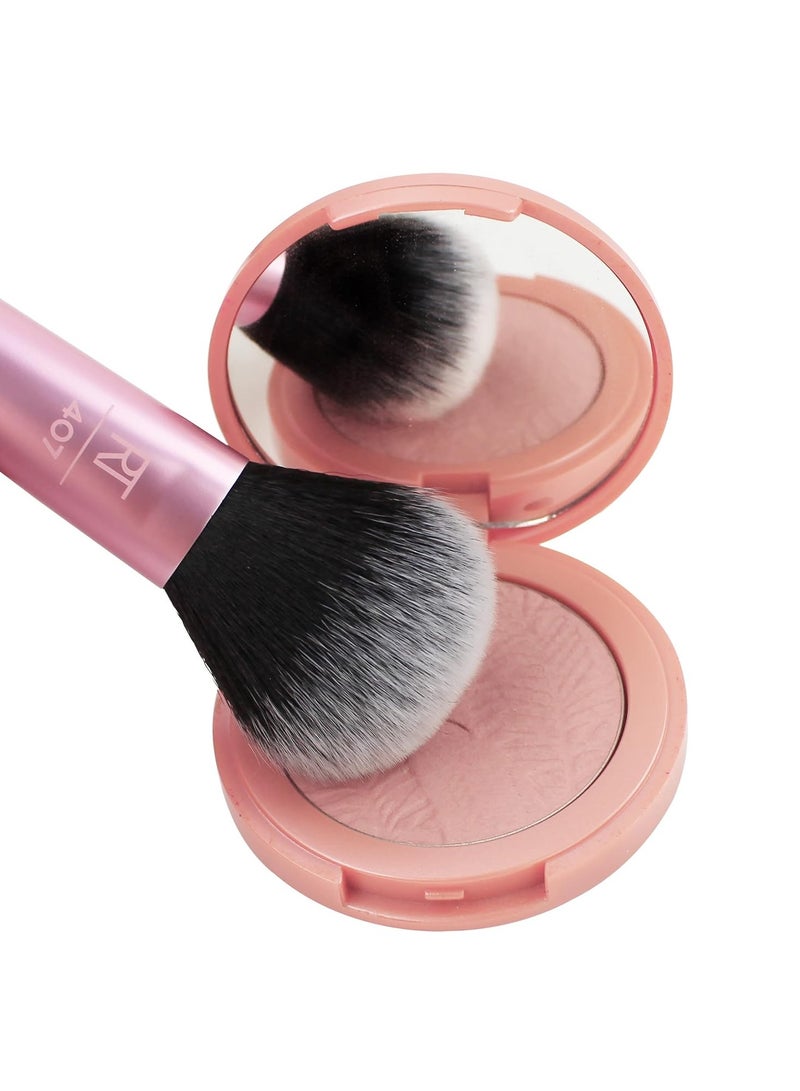 REAL TECHNIQUES Mini Multitask Makeup Brush, For Blush, Bronzer And Powder, Face Brush With Custom-Cut Synthetic Bristles, For Loose, Pressed Powder, Travel Sized, Vegan And Cruelty-Free Pink - Image 3