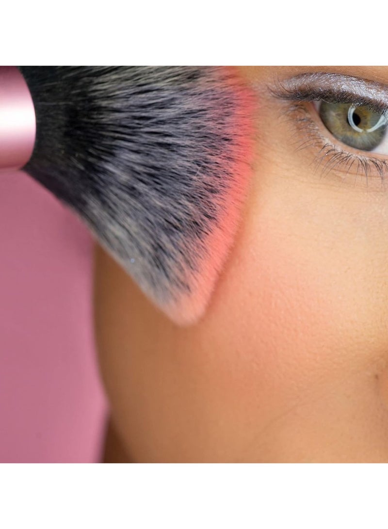 REAL TECHNIQUES Mini Multitask Makeup Brush, For Blush, Bronzer And Powder, Face Brush With Custom-Cut Synthetic Bristles, For Loose, Pressed Powder, Travel Sized, Vegan And Cruelty-Free Pink - Image 4