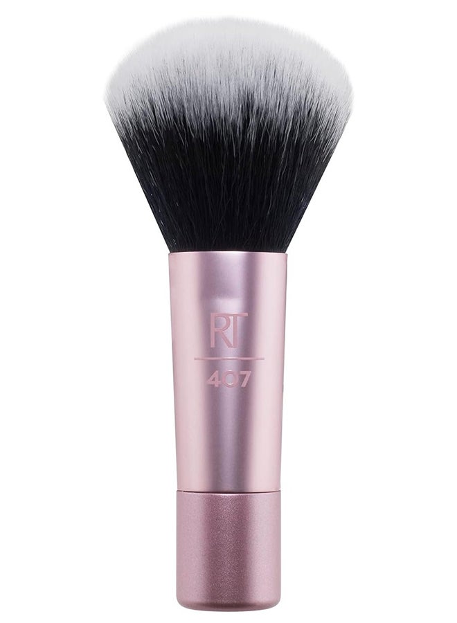 REAL TECHNIQUES Mini Multitask Makeup Brush, For Blush, Bronzer And Powder, Face Brush With Custom-Cut Synthetic Bristles, For Loose, Pressed Powder, Travel Sized, Vegan And Cruelty-Free Pink - Image 2