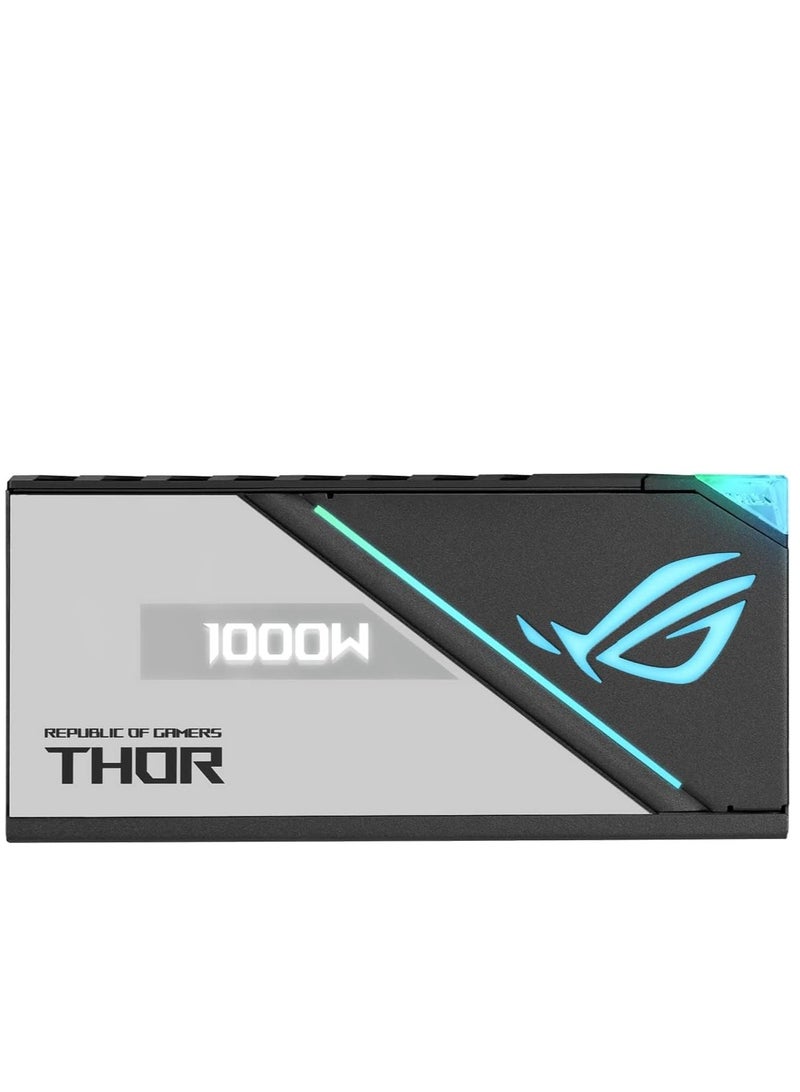 ASUS - ROG Thor 1000P2 ATX Power Supply Unit, 1000W, Aura Sync RGB, OLED Display, 80+ Platinum II Certification, 135mm PWM Fan, 0dB Cooling, Fully Modular, High-Performance, Premium Build | 90YE00L4-B0NA00 Black - Image 1