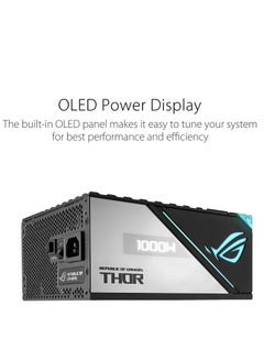 ASUS ROG Thor 1000P2 ATX Power Supply Unit, 1000W, Aura Sync RGB, OLED Display, 80+ Platinum II Certification, 135mm PWM Fan, 0dB Cooling, Fully Modular, High-Performance, Premium Build | 90YE00L4-B0NA00 Black  - Image 3