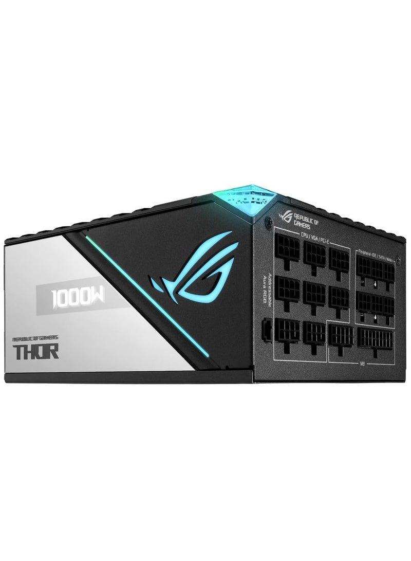 ASUS - ROG Thor 1000P2 ATX Power Supply Unit, 1000W, Aura Sync RGB, OLED Display, 80+ Platinum II Certification, 135mm PWM Fan, 0dB Cooling, Fully Modular, High-Performance, Premium Build | 90YE00L4-B0NA00 Black - Image 1