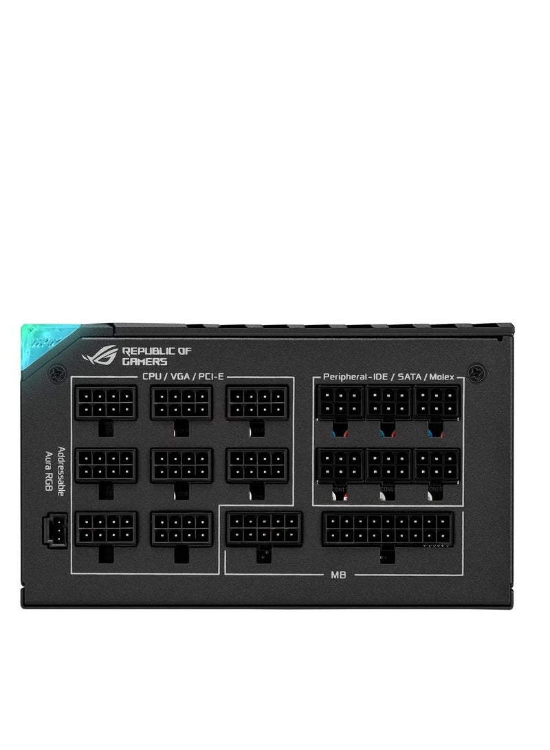 ASUS - ROG Thor 1000P2 ATX Power Supply Unit, 1000W, Aura Sync RGB, OLED Display, 80+ Platinum II Certification, 135mm PWM Fan, 0dB Cooling, Fully Modular, High-Performance, Premium Build | 90YE00L4-B0NA00 Black - Image 1