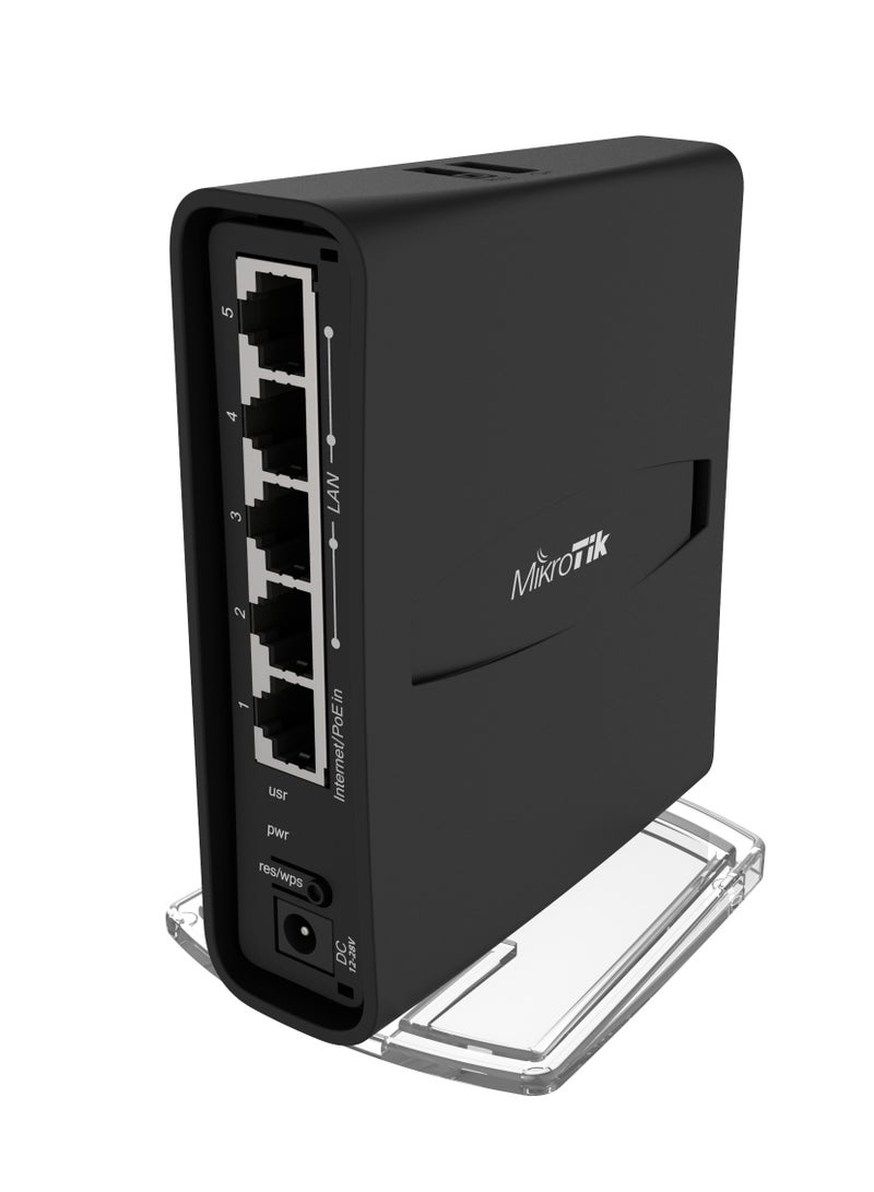 Mikrotik - HAP Ac² Dual-Concurrent 2.4/5GHz AP, 802.11a/b/g/n/ac, Five Gigabit Ethernet Ports, USB For 3G/4G Support, Universal Tower Case And IPsec Hardware Encryption Support Black - Image 1