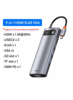 Baseus USB C HUB To HDMI-Compatible VGA USB 3.0 Adapter 9 In 1 USB Grey03  - Image 3