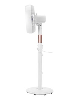 GEEPAS 14 Inches Stand Fan With ABS Circulator Head, AS 5 Fins Blade,, 2 Hours Timer, ABS Body, Wide Angle Oscillation, Chrome & Silver Painting decoration, Base With Heavy Rubber 60 W GF21204 White  - Image 3