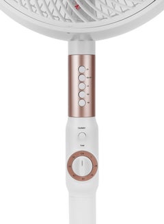 GEEPAS 14 Inches Stand Fan With ABS Circulator Head, AS 5 Fins Blade,, 2 Hours Timer, ABS Body, Wide Angle Oscillation, Chrome & Silver Painting decoration, Base With Heavy Rubber 60 W GF21204 White  - Image 4