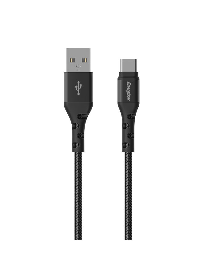 Energizer C520CK USB-A To USB-C Charge And Sync Cable 6.5Ft| Fast Charge USB-C Certified, Metallic Heavy Duty, For Apple iPad Pro/Air/Mini, Samsung Galaxy S23/22 Ultra And Android Devices Black - Image 1